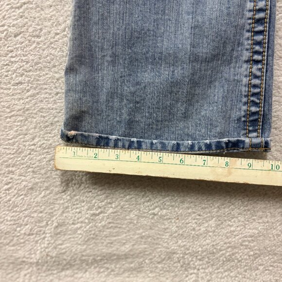 Aeropostale Jeans Womens 9/10 Short Blue Hailey Skinny Flare Stretch Distressed - Picture 3 of 12